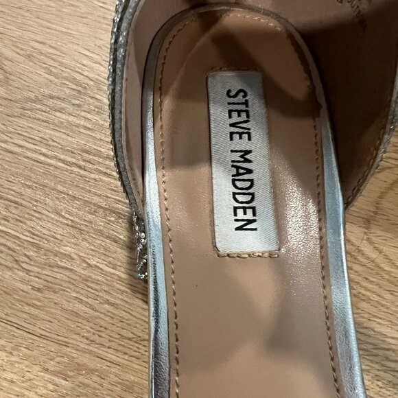 Steve Madden Nava Rhinestone Square Toe Ankle Strap Sandals Heels Shoes Size 11M - Picture 4 of 12